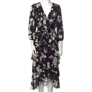 Alice + Olivia Floral Print Long Dress 8 Medium